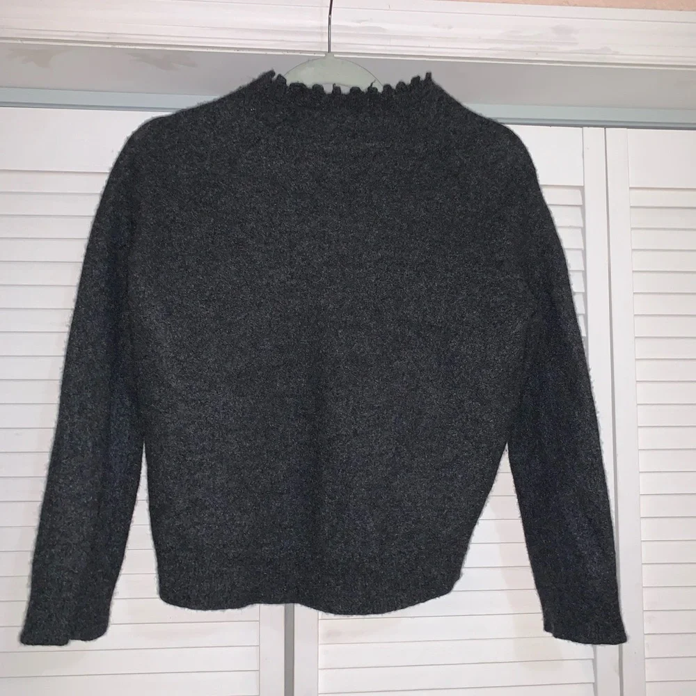Zadig & Voltaire Wool Scallop Neck Sweater Grey Small - Picture 3 of 5